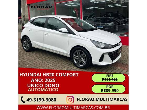 HYUNDAI HB20 1.0 TGDI FLEX COMFORT PLUS AUTOMÁTICO HYUNDAI HB20 1.0 TGDI FLEX COMFORT PLUS AUTOMÁTICO